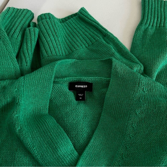 Express Size medium Cardigan Green Sweater V-Neck Knit Long Sleeve - Picture 7 of 7